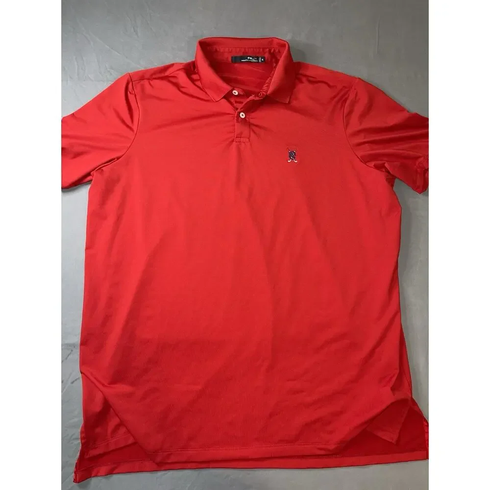 RLX Ralph Lauren Red Golf Polo XL Embroidered RCC Crossed Clubs Logo
